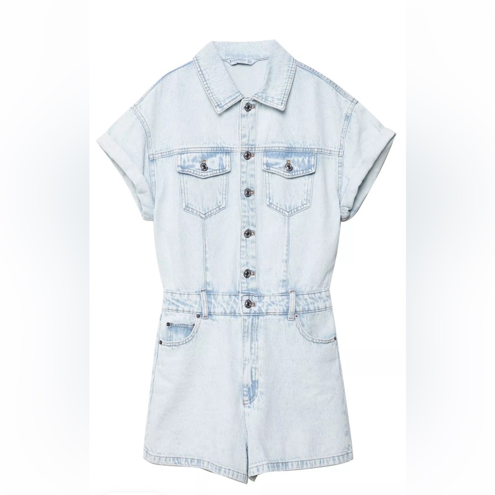 Light Denim Short Sleeve Romper